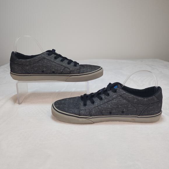 Vans Shoes Mens 12 Dark Gray Blue Black Fabric Low Tops Skater Grunge Preppy - Picture 3 of 13